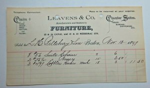 1897 Leavens & Co Furniture Chairs Canal Street Boston Massachusetts Letterhead