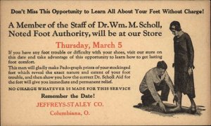 Columbiana OH Jeffrey Staley Co School Choes Postal Card c1930