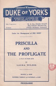 Priscilla & The Profligate Boarding School London Theatre Programme