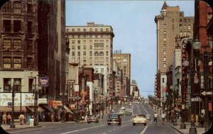 Rochester New York NY 1950s Street Scene Classic Cars Vintage Postcard