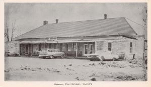 Fort Bridger Wyoming~Museum~1950-60s Car~Station Wagon~B&W Postcard 