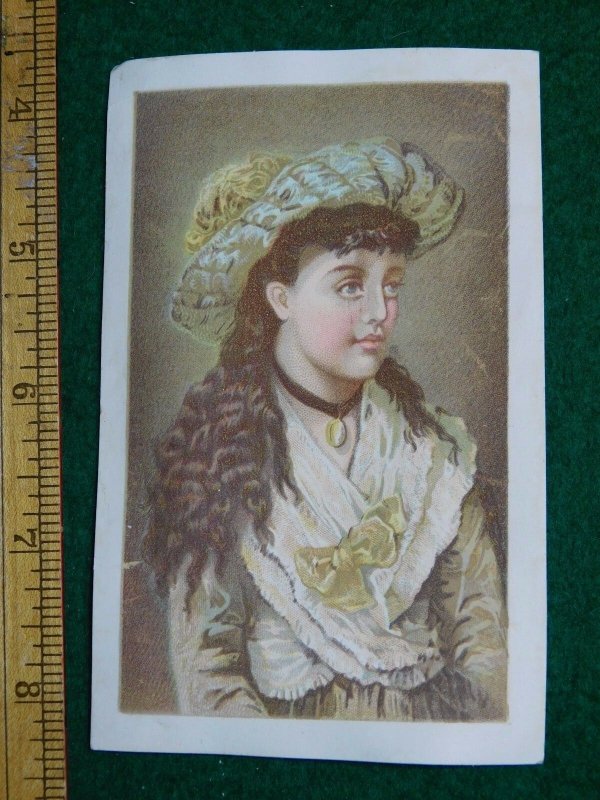 1870s-80s A Merry Christmas F W Williams Lady in Bonnet Victorian Trade Card F35