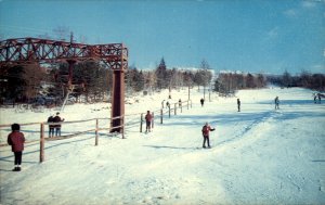 Bromont Quebec T Bar Chair Lift Skiing Winter Sport c1950-60s Vintage Postcard