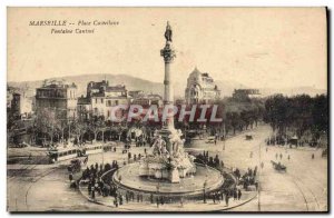 Old Postcard Marseille Place Cassellane Fontaine Cantini Tramway