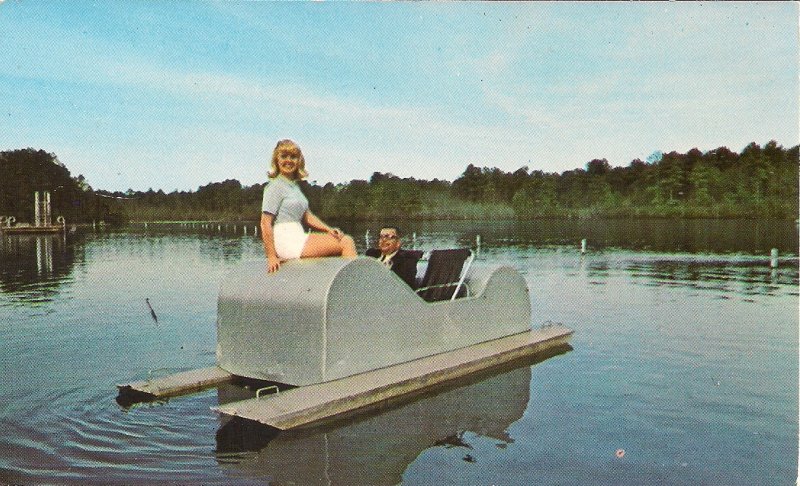 Beautiful Girl on Pedal Boat, Sesquicentennial State Park, SC, 1960's, Funny