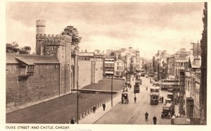Vintage Postcard Duke Street and Castle Carace Buildings Cardiff Wales
