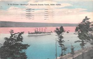 US Cruiser Brooklyn Opposite Grants Tomb, New York Military Battleship 1909 