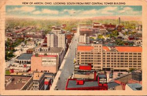 Ohio Akron Looking South From First Central Tower Building  1949