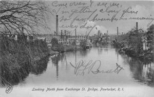 Rhode Island Pawtucket , Looking North up river from Exchange St. Bridge