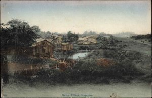 Singapore Malay Village c1910 Postcard