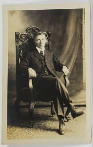 Canada Rppc Attractive Man Seated for Photo Postcard R4