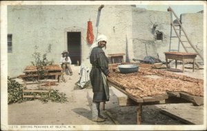 Pueblo Indians Isleta NM Drying Peaches c1910 Detroit Publishing Postcard