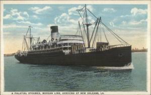 Palatial Steamer Steamship Morgan Line Arrives New Orleans LA Postcard
