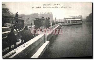 Old Postcard Crue Of the Seine Paris Bridge of Archeveche