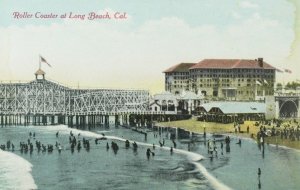 C.1910 Pier, Roller Coaster at Long Beach, Cal. Postcard F88