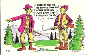 Where'd You Tie The Horses Jonesey? Vintage Comic Postcard Standard View Card