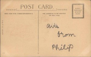 Easter Children Rabbit Flower Poem Vintage Postcard