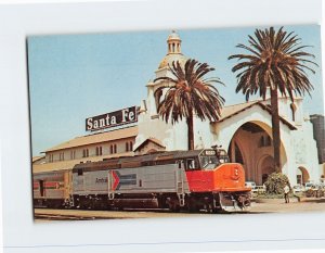 Postcard - Amtrak 509, The Santa Fe station - San Diego, California