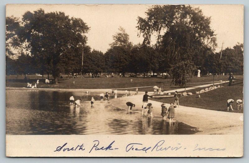 Fall River Massachusetts~South Park Bathing Beach~Children Wading~1905 RPPC 