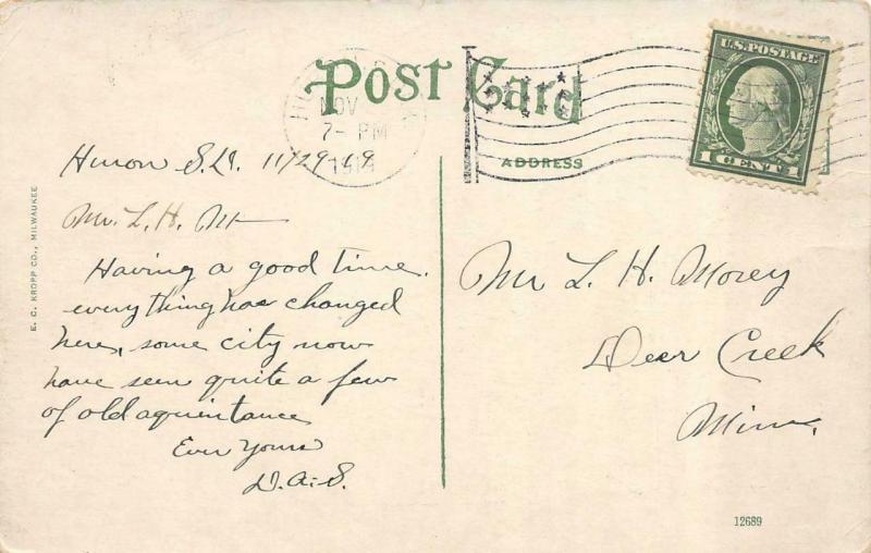 HURON, SD South Dakota    METHODIST EPISCOPAL~ME CHURCH   1919 Postcard