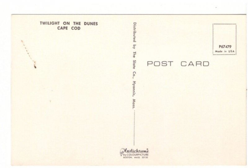 Twilight On The Dunes, Cape Cod, Massachusetts, Vintage Chrome Postcard