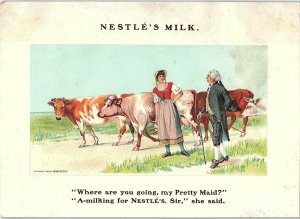 1900 Henri Nestle Milk Cows Colonial Scene Trade Card &G