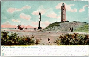 Tucks 2223 Landmarks of Virginia Cape Henry Lighthouses Vintage Postcard F40