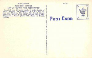 Johnson Manor Motel Perry Florida linen postcard