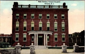 Newport, RI Rhode Island  NEWPORT HOSPITAL Main Entrance 1914 Vintage Postcard