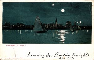 Chicago Night Wof Antique Divided Back 1905 Cancel Pm Undivided Back Postcard 