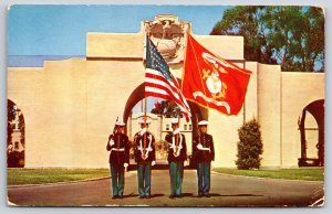 Military~US Marine Color Guard Carrying Flags~Mike Roberts Production~Vintage PC