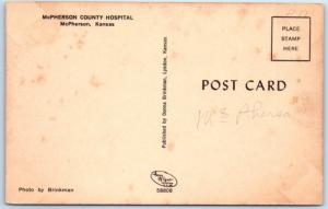 McPHERSON, Kansas  KS    McPHERSON COUNTY HOSPITAL 1960s Cars~VW Bug Postcard