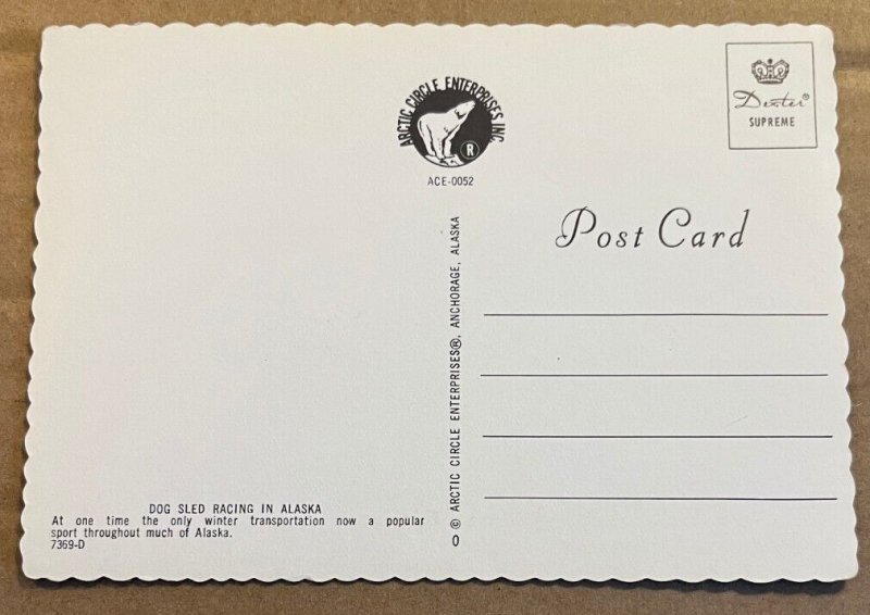 UNUSED POSTCARD - DOG SLED RACING IN ALASKA