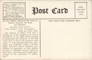 Baker City Oregon OR Granite Monument 1900s-10s Postcard