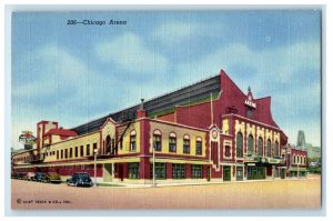 c1940s Vintage Cars, Water Carnivals, Entrance to Chicago Arena IL Postcard