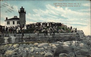 Watch Hill Rhode Island RI Lighthouse Light House Point c1910 Vintage Postcard