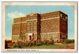 Port Arthur Ontario Canada Postcard General Hospital Building 1947 Vintage