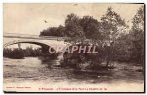 Postcard Old St Florentin L & # 39Armancon and the Railway Bridge