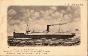 S.S. Mohawk, Clyde Steamship Co. NY c1911 Vintage Postcard D73