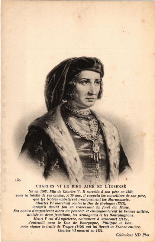 CPA Charles VI Le Bien Aimé et l'Insensé Royalty Nobelty (315363)