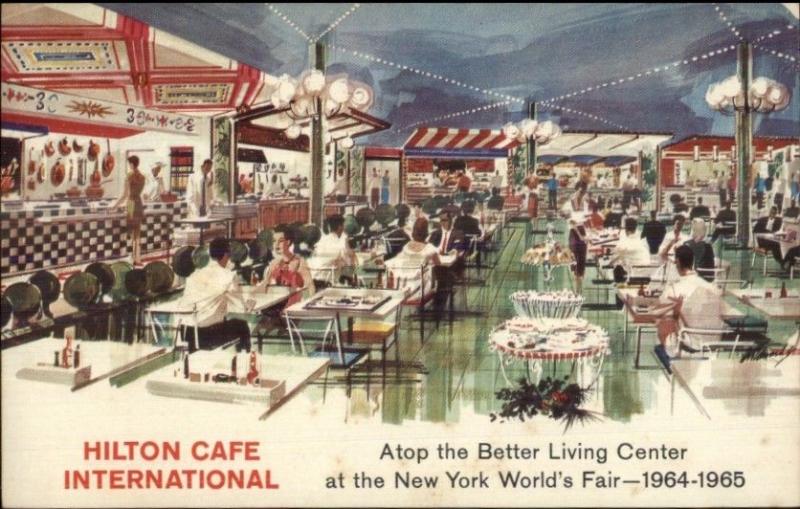 1964-65 New York World's Fair Hilton Caf‚ Vintage Postcard