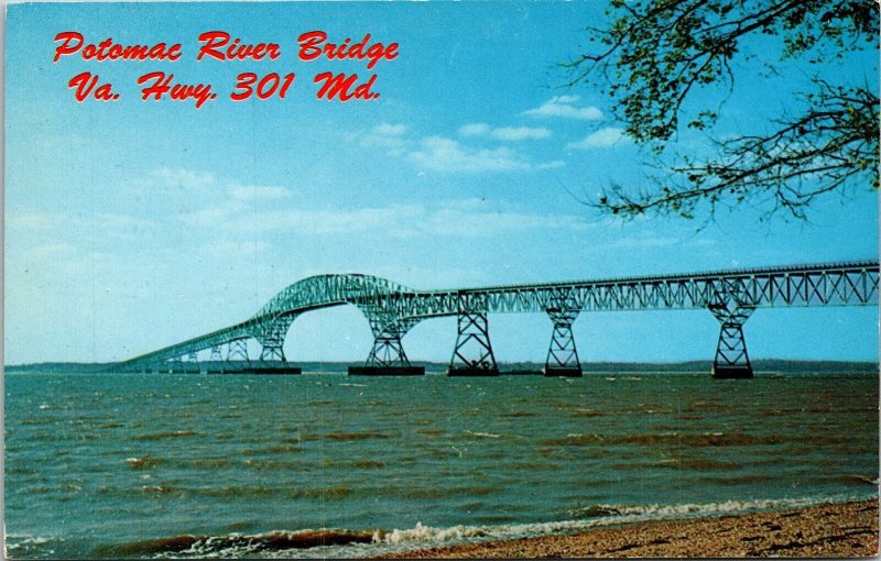 Potomac River Bridge Landmark Water Virginia VA Hwy 301 MD Postcard Unused UNP 