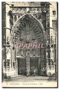 Postcard Old Honfleur Portal St Leonard Children