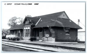 c1982 IC Depot Cedar Falls South Dakota Train Depot Station RPPC Photo Postcard