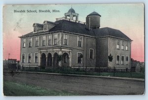 Biwabik Minnesota Postcard Biwabik School Exterior Building 1909 Vintage Antique