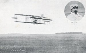 Colonel Cody In Flight Portrait Photo Antique Aviation Postcard