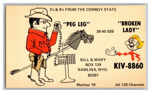 Postcard QSL Radio Card From Rawlins WYO. Wyoming KIV-8860