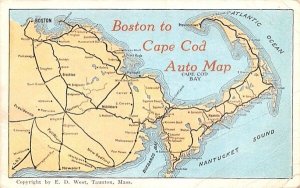 Boston to Cape Cod Auto Map in Cape Cod, Massachusetts