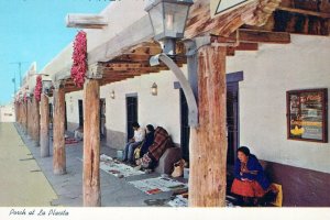 VINTAGE CONTINENTAL SIZE POSTCARD PORCH AT LA PLACITA OLD TOWN ALBUQUERQUE N.M.