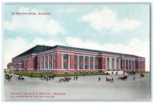 c1910 The New Auditorium Carriages Classic Cars Milwaukee Wisconsin WI Postcard